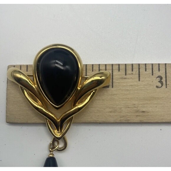 Vintage Napier Black & Gold Large Brooch & Matching Earring Set - Picture 5 of 5